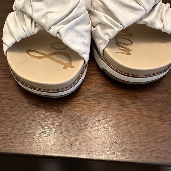 Sam Edelman Aida White Leather slip on sandal criss cross scrunchie Slides 9 M - Picture 7 of 7